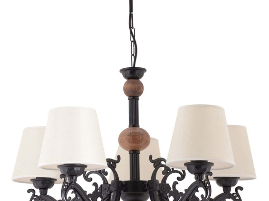 Φωτιστικό Οροφής Fiona Wood 390FLH2313 55x65cm 5xE27 40W Black-White Opviq