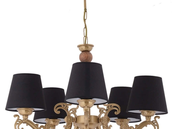 Φωτιστικό Οροφής Fiona Wood 390FLH2314 55x65cm 5xE27 40W Black-Gold Opviq