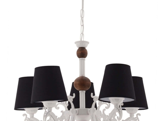 Φωτιστικό Οροφής Fiona Wood 390FLH2315 55x65cm 5xE27 40W White-Black Opviq