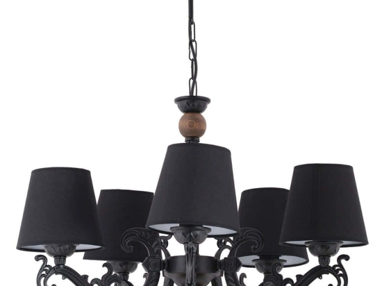 Φωτιστικό Οροφής Fiona Wood 390FLH2316 55x65cm 5xE27 40W Black Opviq