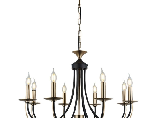 Φωτιστικό Οροφής - Πολυέλαιος Ferra 341LCA1199 72x132cm 8xE14 40W Black-Gold Opviq