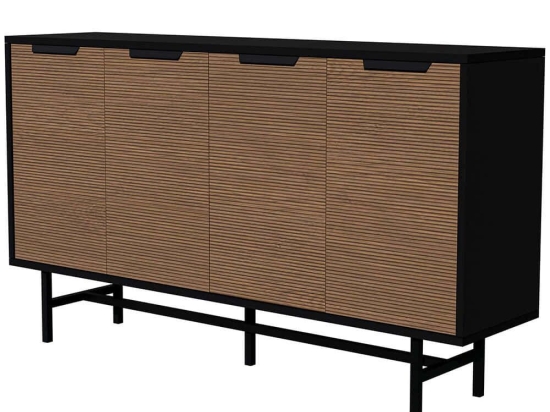 Μπουφές Blanco 389MZA2235 144,8x35x79cm Brown-Black Μοριοσανίδα, Μελαμίνη