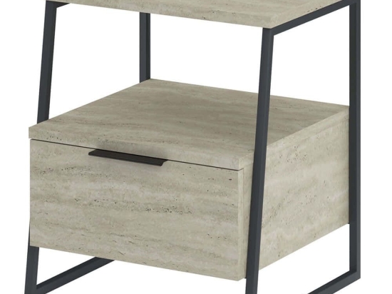 Κομοδίνο Pal 855DTE5189 45x40x50cm Travertine Beige-Black