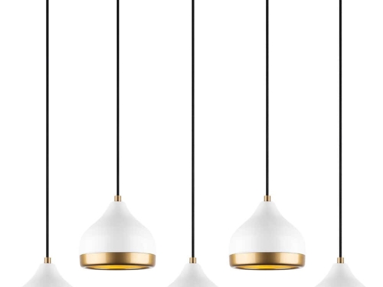 Φωτιστικό Οροφής - Ράγα Yildo 892OPV2138 90x17x111cm 5xE27 40W White-Gold Opviq