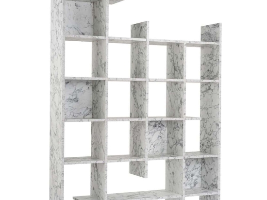 Βιβλιοθήκη Manco 855DTE3787 122x25,5x188cm Marble Effect White