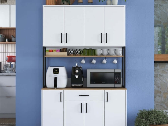 Ντουλάπι Κουζίνας 893RAN4965 120x40x198,6cm White-Oak Μοριοσανίδα, Μελαμίνη