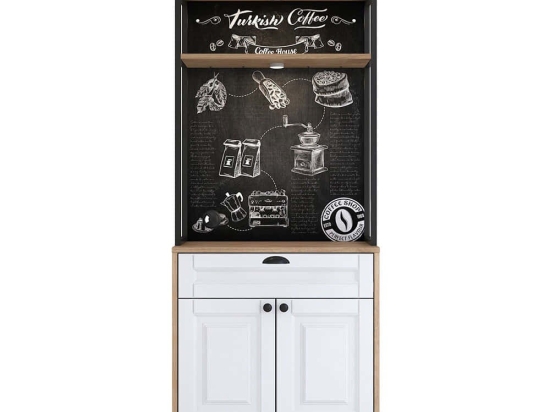 Ντουλάπι Κουζίνας 893RAN4968 70x40x186,4cm White-Oak Μοριοσανίδα, Μελαμίνη