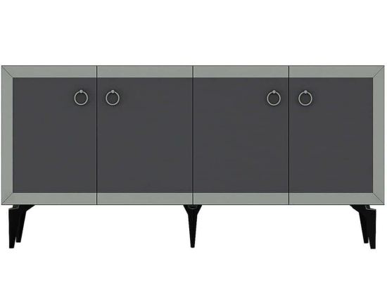 Μπουφές Poli 475OLV2302 150x40x79cm Marble Effect Black Anthracite-Silver Μοριοσανίδα, Μελαμίνη