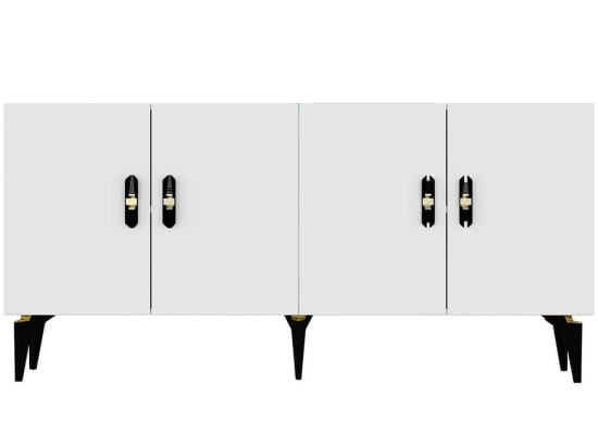 Μπουφές Plus 475OLV2308 150x40x79cm White-Black Μοριοσανίδα, Μελαμίνη