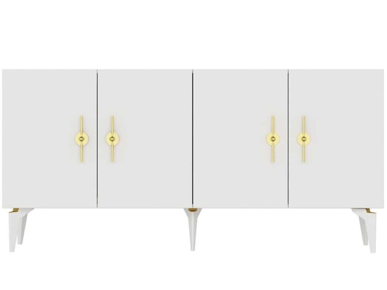 Μπουφές Zenit 475OLV2310 150x40x79cm White-Gold Μοριοσανίδα, Μελαμίνη