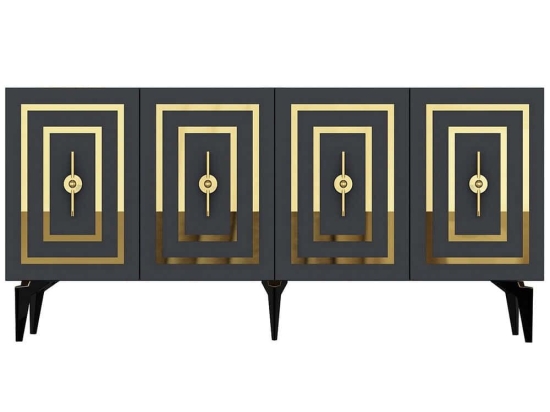 Μπουφές Viola 475OLV2317 150x40x79cm Anthracite-Gold Μοριοσανίδα, Μελαμίνη