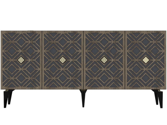 Μπουφές Rose 475OLV2329 150x40x79cm Anthracite-Walnut Μοριοσανίδα, Μελαμίνη