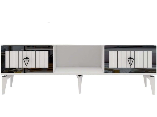 Έπιπλο Τηλεόρασης Linda 475OLV2908 150x29,6x44,6cm White-Silver