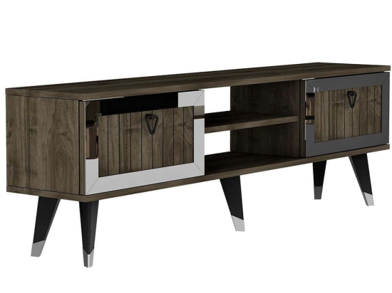 Έπιπλο Τηλεόρασης Lidya 475OLV2922 150x30x45,6cm Walnut-Silver