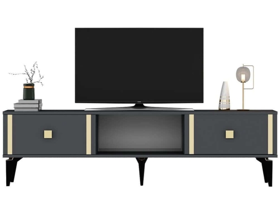Έπιπλο Τηλεόρασης Doruk 475OLV2931 150x29,6x44,6cm Anthracite-Gold