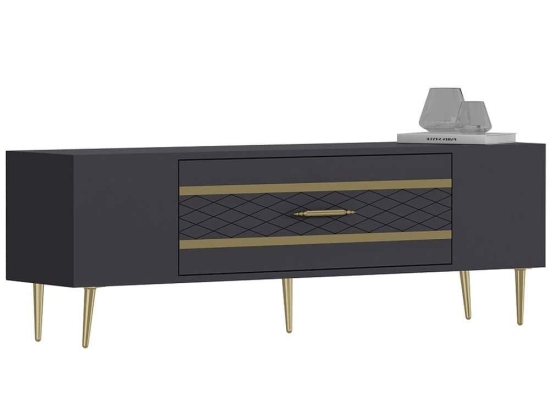 Έπιπλο Τηλεόρασης Dekolp 475OLV2995 150x35x48,2cm Anthracite-Gold