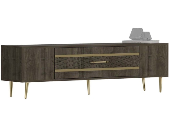 Έπιπλο Τηλεόρασης Dekolp 475OLV2999 150x35x48,2cm Walnut-Gold