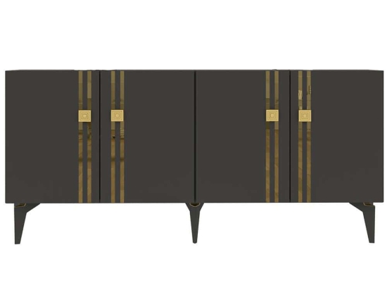 Μπουφές Bahar 475OLV1765 150x35x80cm Anthracite-Gold Μοριοσανίδα, Μελαμίνη