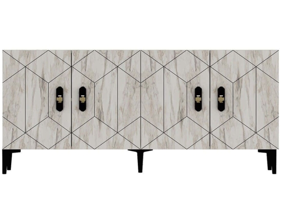 Μπουφές Cross 475OLV1774 150x35x75cm Marble Effect White Particle Board, Melamine