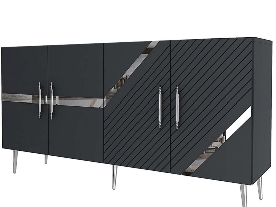 Μπουφές Fuga 475OLV1777 150x35x75cm Anthracite-Silver Μοριοσανίδα, Μελαμίνη