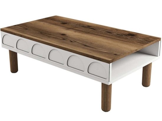 Τραπέζι Σαλονιού Bohem 845HCT2889 180x60x35,6cm Walnut-White