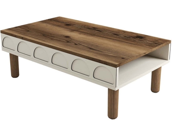 Τραπέζι Σαλονιού Bohem 845HCT2890 180x60x35,6cm Walnut-Cream