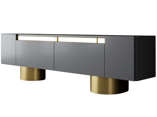 Έπιπλο Τηλεόρασης Bohem 618BLY1260 180x30x50cm Anthracite-Gold
