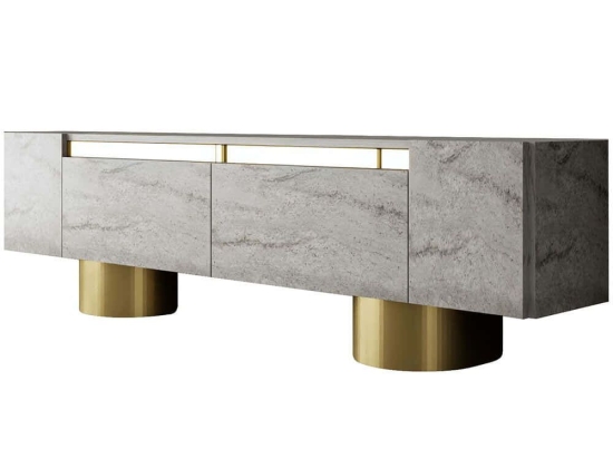 Έπιπλο Τηλεόρασης Bohem 618BLY1262 180x30x50cm Travertine Grey-Gold