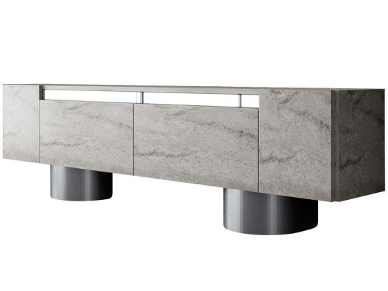 Έπιπλο Τηλεόρασης Bohem 618BLY1265 180x30x50cm Travertine Grey-Silver