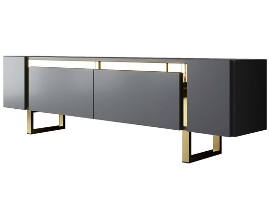Έπιπλο Τηλεόρασης Yildiz 618BLY1269 180x30x50cm Anthracite-Gold