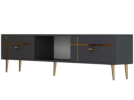 Έπιπλο Τηλεόρασης Line 475OLV3059 150x29,6x40,6cm Anthracite-Gold