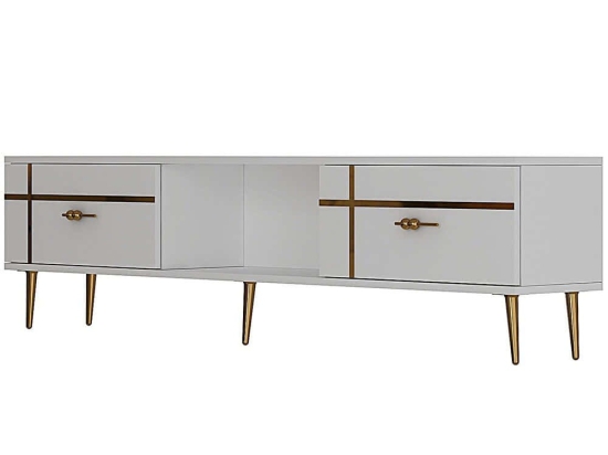 Έπιπλο Τηλεόρασης Line 475OLV3061 150x29,6x40,6cm White-Gold