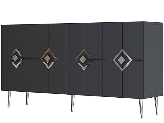 Μπουφές Robber 475OLV3106 150x35x75cm Anthracite-Silver Μοριοσανίδα, Μελαμίνη