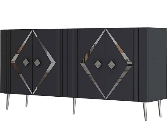 Μπουφές Domino 475OLV3110 150x35x75cm Anthracite-Silver Μοριοσανίδα, Μελαμίνη