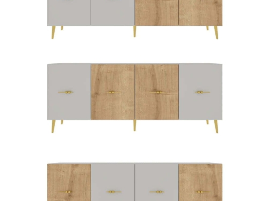 Μπουφές Loop 475OLV3116 150x35x75cm White-Oak Μοριοσανίδα, Μελαμίνη