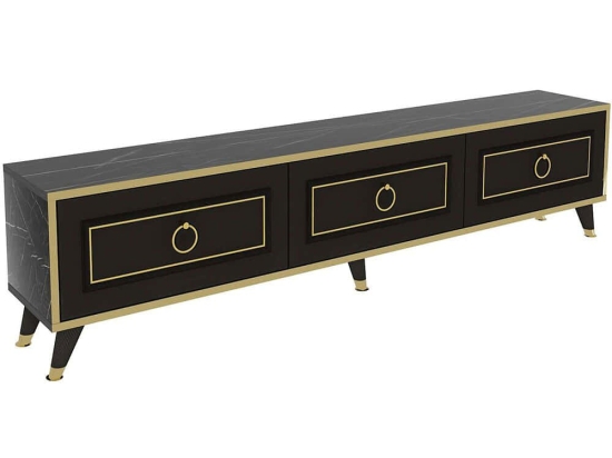 Έπιπλο Τηλεόρασης Sona 550ARN3523 180x29,5x45,5cm Marble Effect Black-Gold