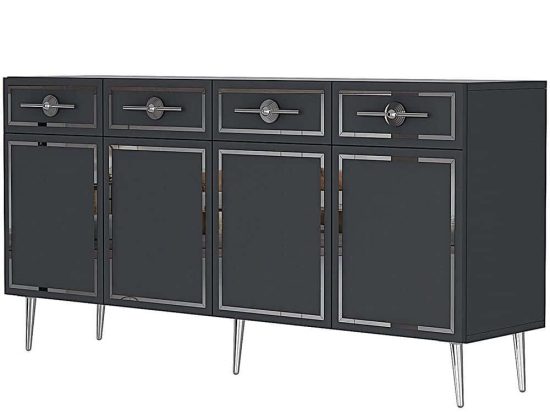 Μπουφές Belly 475OLV3118 150x35x75cm Anthracite-Silver Μοριοσανίδα, Μελαμίνη