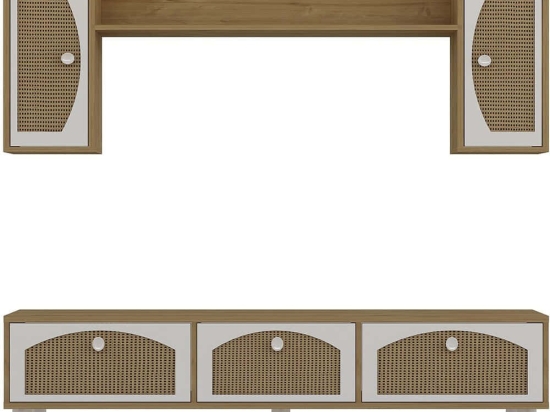 Σύνθεση Τηλεόρασης Simple Bohem 475OLV1481 180x29,6x40,6cm Oak-White