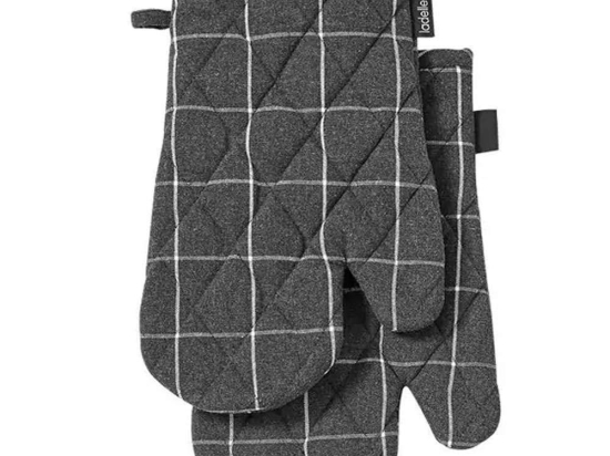 Γάντια Κουζίνας Eco Check (Σετ 2Τμχ) 18x33cm Anthracite Ladelle 100% Βαμβάκι