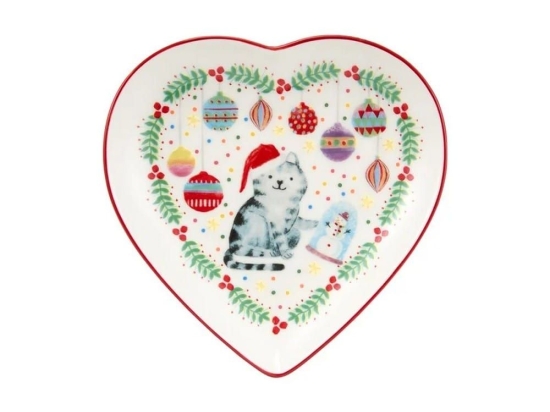 Χριστουγεννιάτικο Πιάτο Καρδιά Jolly Joy Joy Cat ME0046 14cm Multi Maxwell&Williams