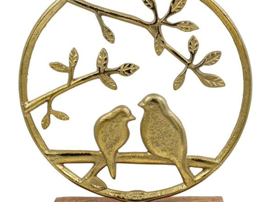 Διακοσμητικό Επιτραπέζιο Birds 946-124-005 25x5x23cm Silver Ξύλο,Αλουμίνιο
