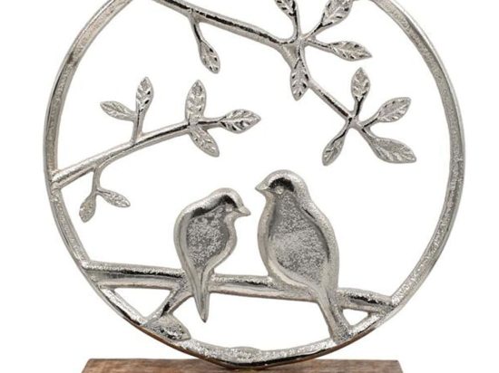 Διακοσμητικό Επιτραπέζιο Birds 946-124-006 25x5x23cm Gold Ξύλο,Αλουμίνιο