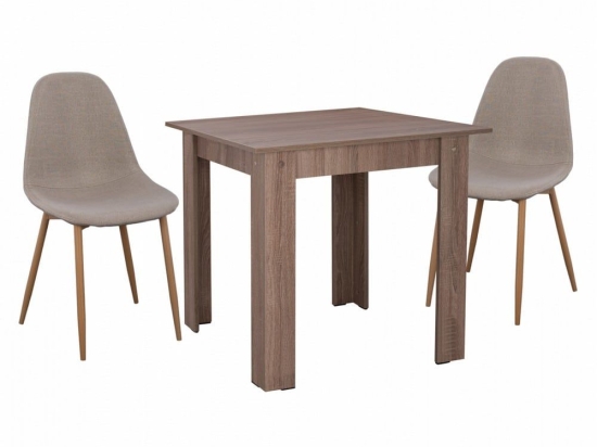 Τραπεζαρία HM11619.07 (Σετ 3τμχ) 80x80x77 Light Beige 2 Θέσεων