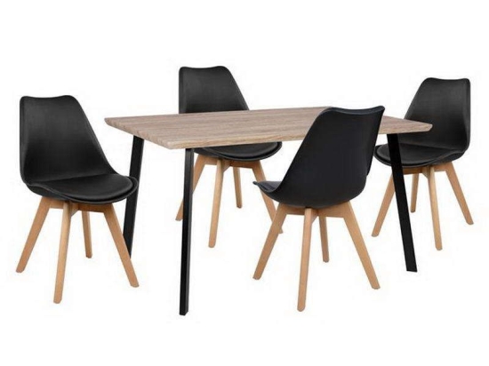 Σετ Τραπεζαρίας 5τμχ HM10347 Sonama-Μαύρο 140x80x76cm 4 Θέσεων