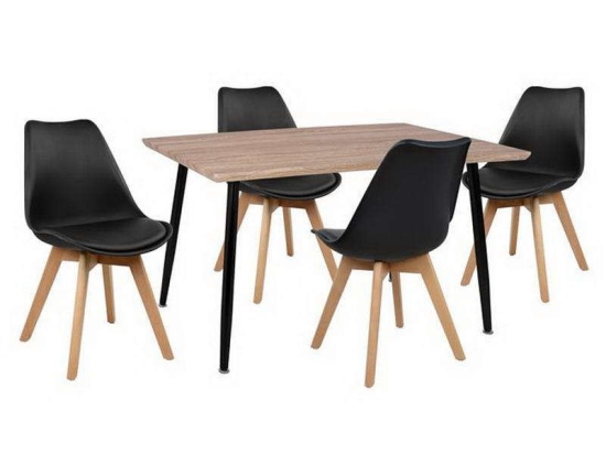 Σετ Τραπεζαρίας 5τμχ Vegas HM10350.01 Sonama-Μαύρο 120x70x76.5cm 4 Θέσεων