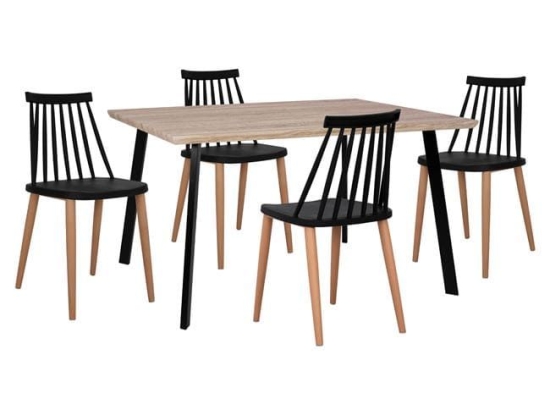 Τραπεζαρίας Σετ 5Τμχ Black HM11037 4 Θέσεων