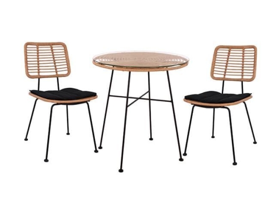 Τραπεζαρίας Σετ 3Τμχ Allegra Φ70Χ74Υ Beige & Black HM10478 2 Θέσεων