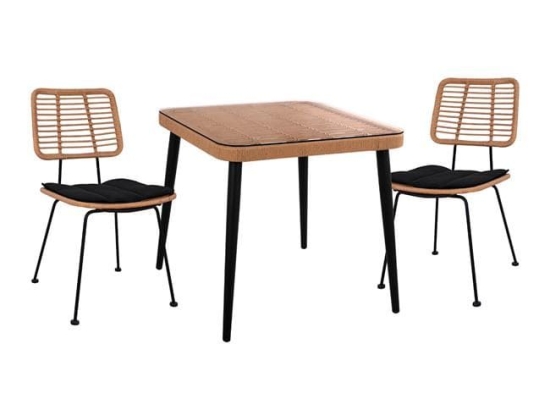 Τραπεζαρίας Σετ 3Τμχ Allegra 80X80Χ78Υ Beige & Black HM10485 2 Θέσεων
