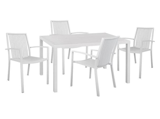 Τραπεζαρίας Σετ 5Τμχ 140Χ80Χ75,5Υ White HM10527 4 Θέσεων