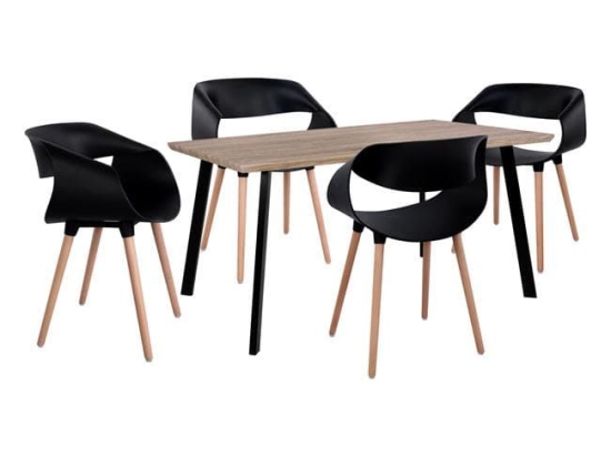 Τραπεζαρία Σετ 5 Τμχ Sonama-Black HM11177 4 Θέσεων